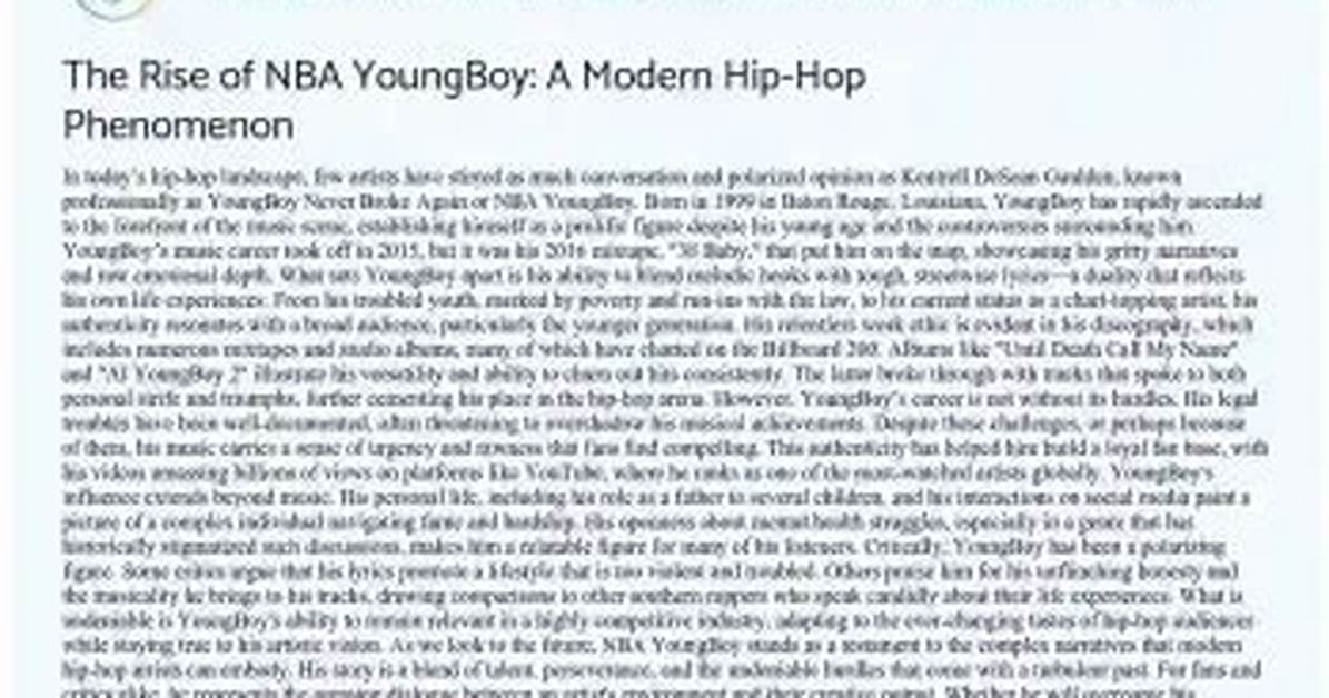 Nba Youngboy: the Rise of a Hip-Hop Sensation in 2016